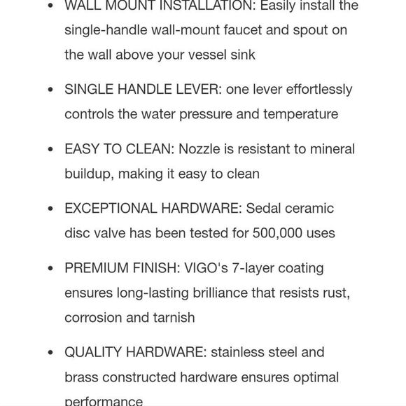 NEW * VIGO VG05001CH Olus Single-Handle Wall Mount Bathroom Faucet in Chrome - Picture 11 of 16